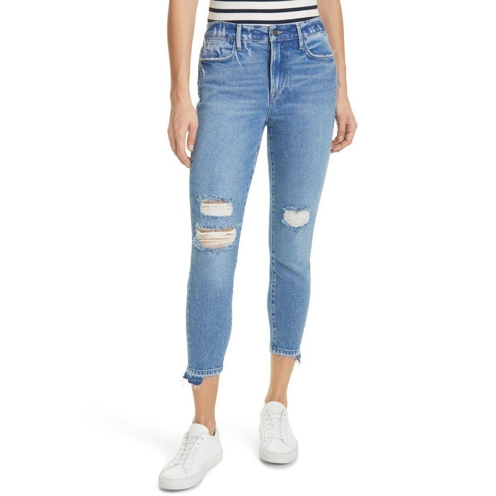 FRAME Women's Le High Waist Crop Clarin Rips Skinny Jeans Size 27